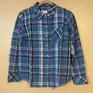 Candace Cameron Bure Blue and Pink Plaid Button-Up Shirt XSP